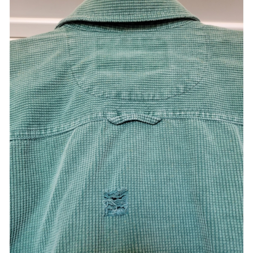 90s Vintage American Rebel Waffle Knit Cotton Button-down Shirt - Picture 4 of 10